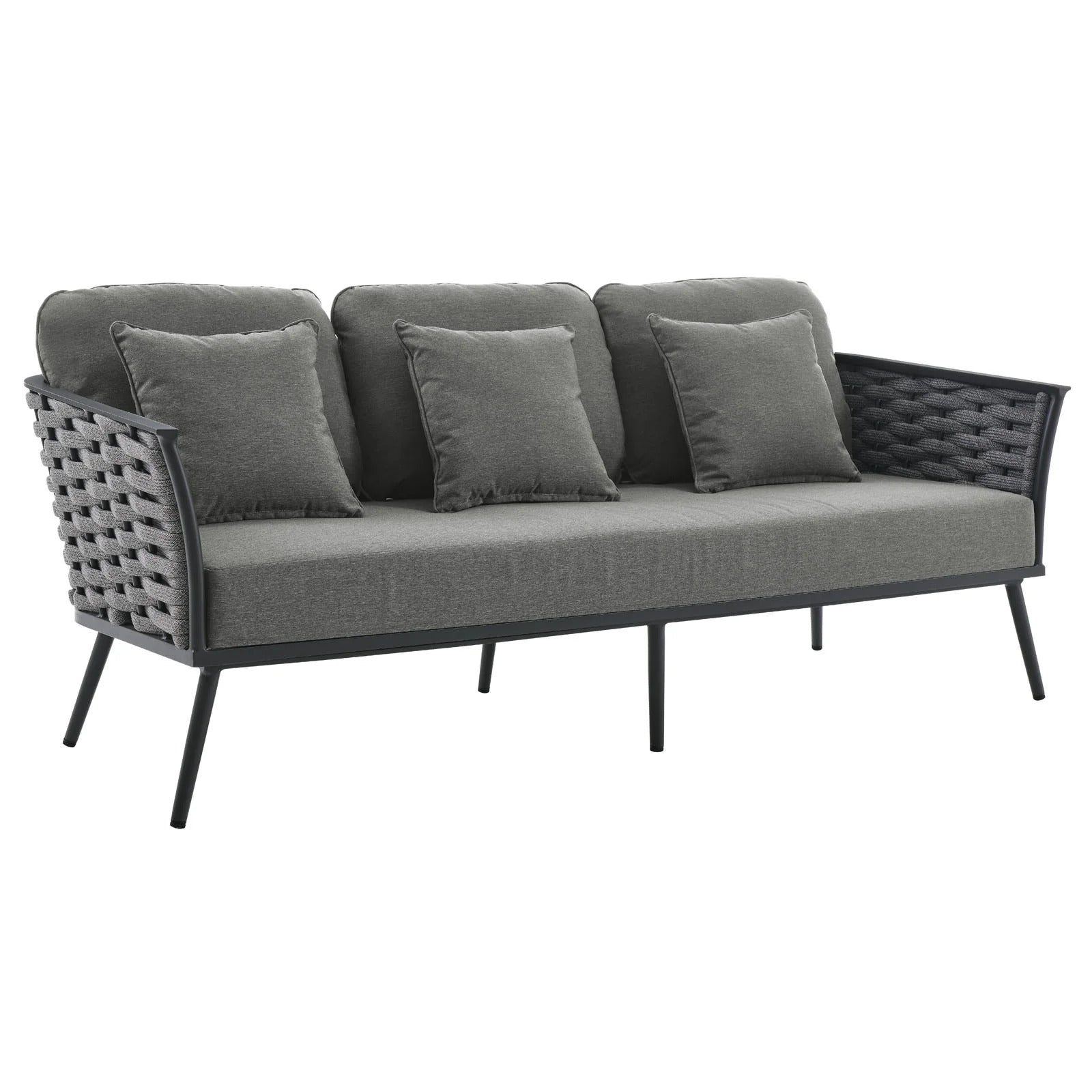 3 Piece Outdoor Aluminum Sectional Sofa Set in Gray X238