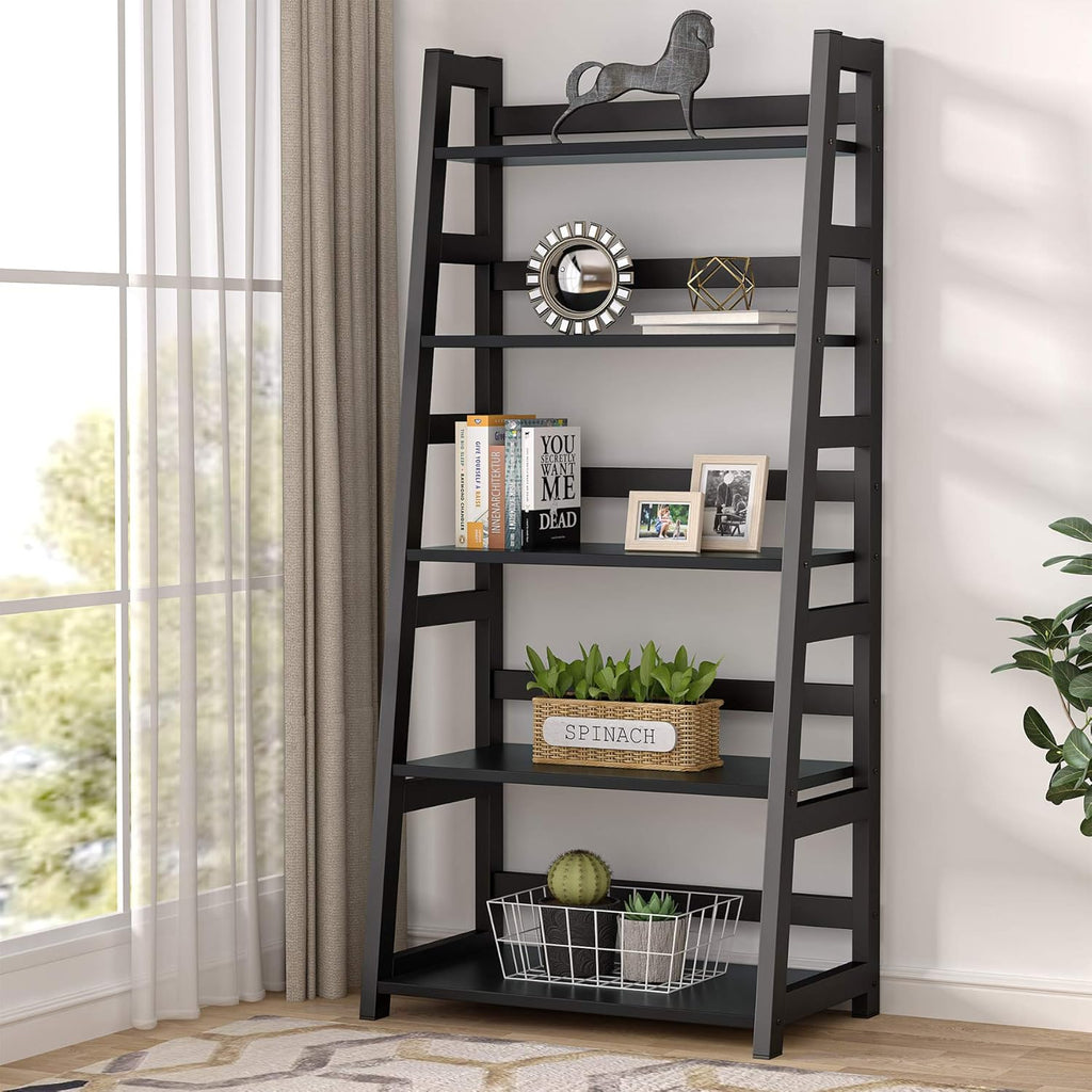 5-Tier White Ladder Bookshelf Q41712