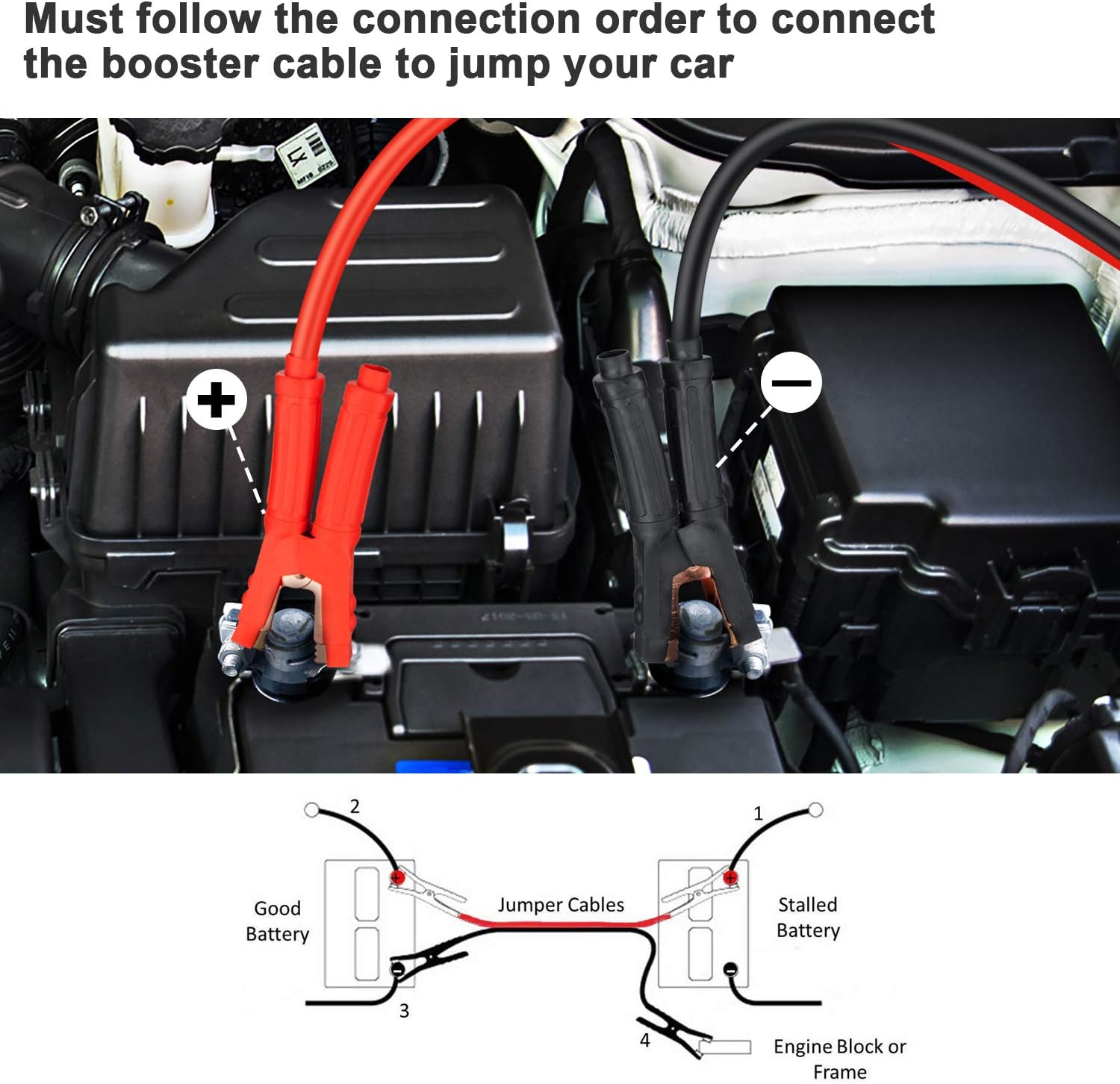 Heavy Duty 0 Gauge 25Ft Booster Cables with Carry Bag W15892