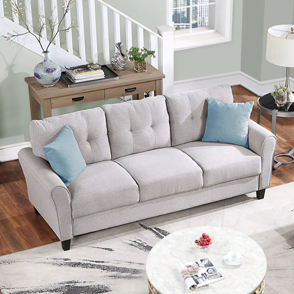Linen Upholstered Light Grey Sofa Set (2+3-Seat) I24852