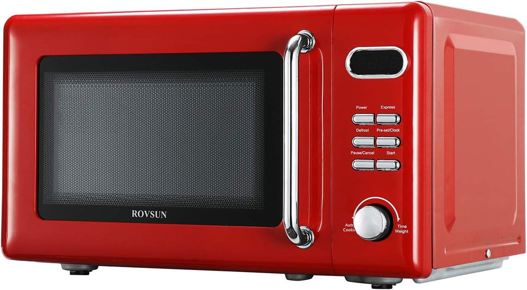 Retro Countertop Microwave Oven, 700W, 5 Micro Power, Glass Turntable, Viewing Window, Child Lock, Blue V319020