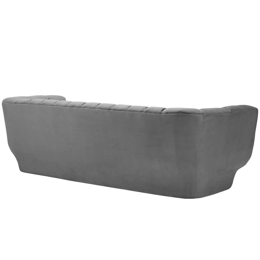 Gray Performance Velvet Sofa and Armchair Set J6456