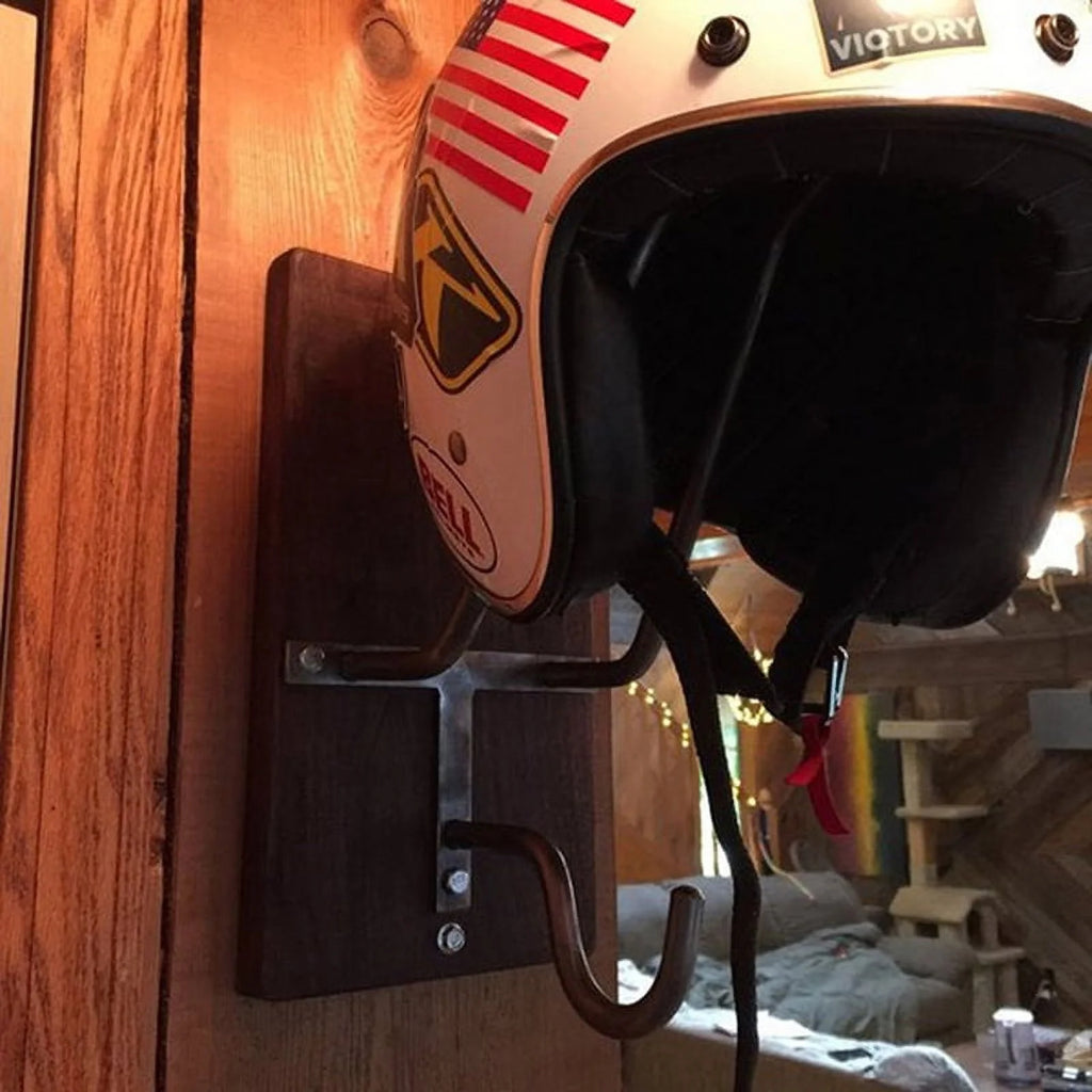 Wooden Motorcycle Helmet Rack & Jacket Hook Hat Storage Display Holder Q2195
