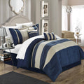 Navy Almond Queen 10 Piece Comforter Bed in A Bag Set V4056