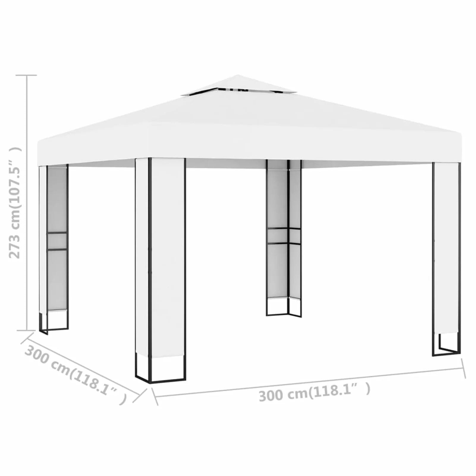 White Steel Frame Party Tent Gazebo Canopy Shelter 9.8ft x 9.8ft T32873
