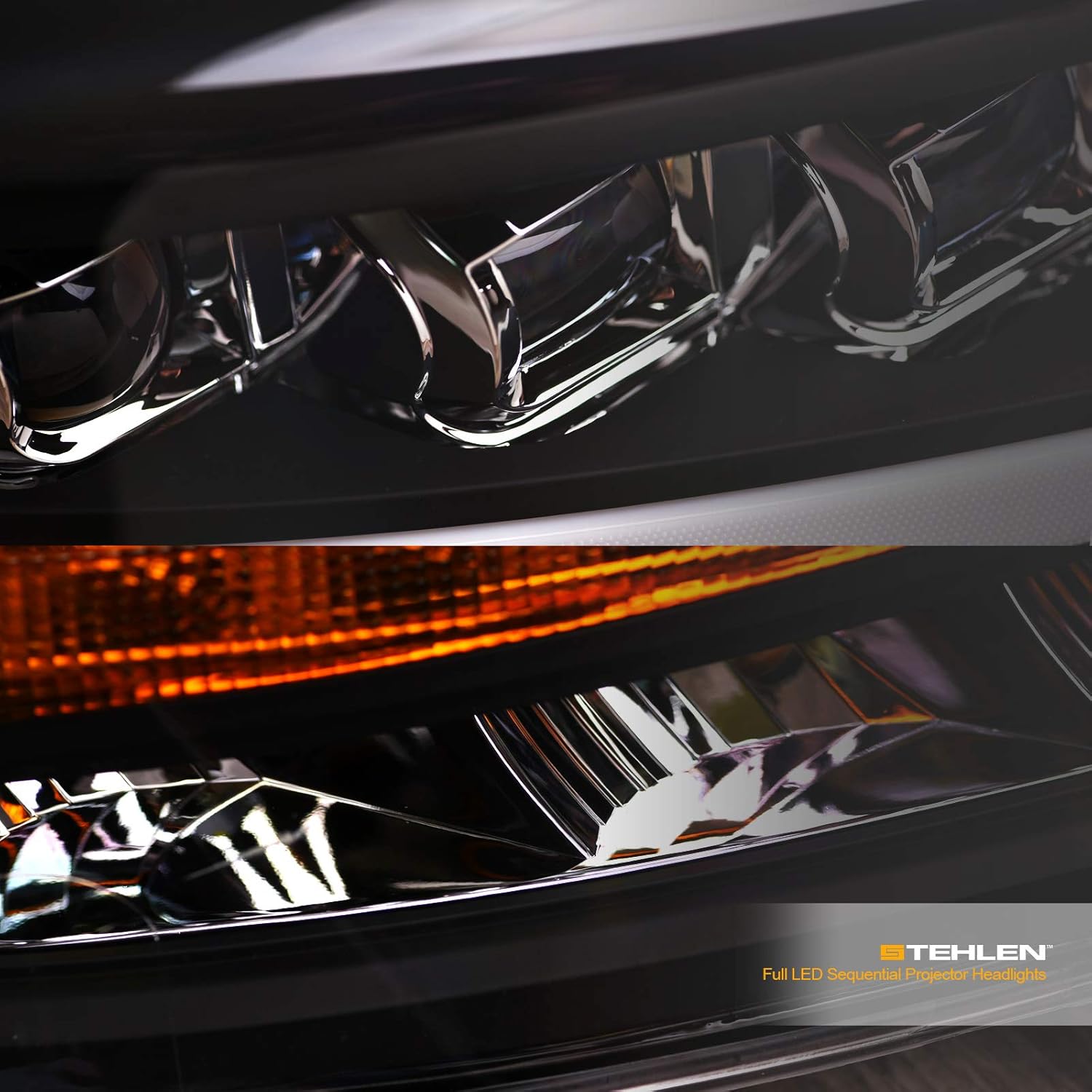 Full LED Sequential Quad Projector Headlights (Black) N61457