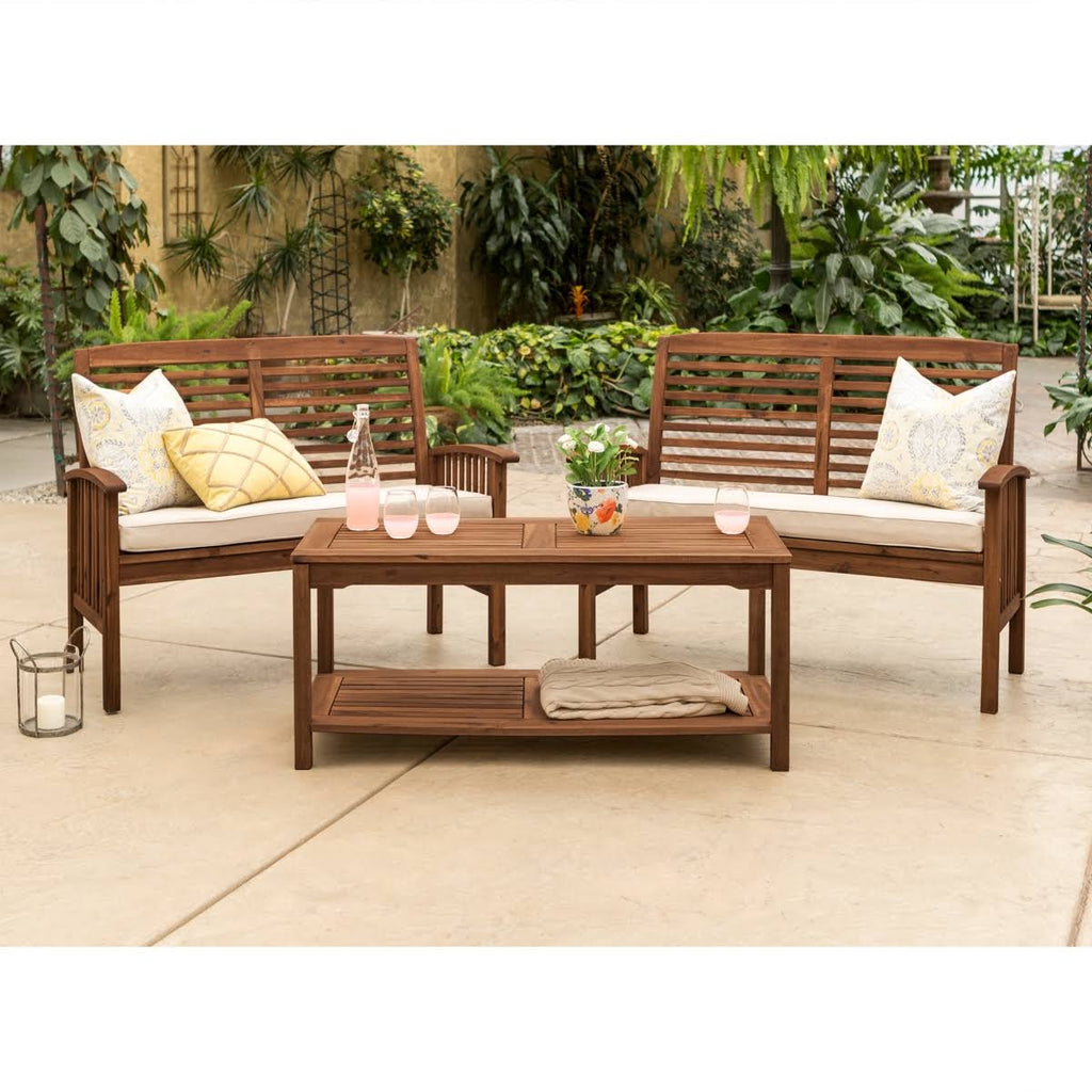 3-Piece Acacia Wood Patio Conversation Set D914