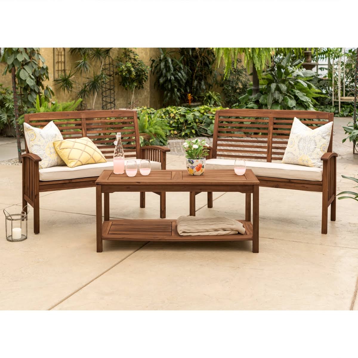 3-Piece Acacia Wood Patio Conversation Set D914