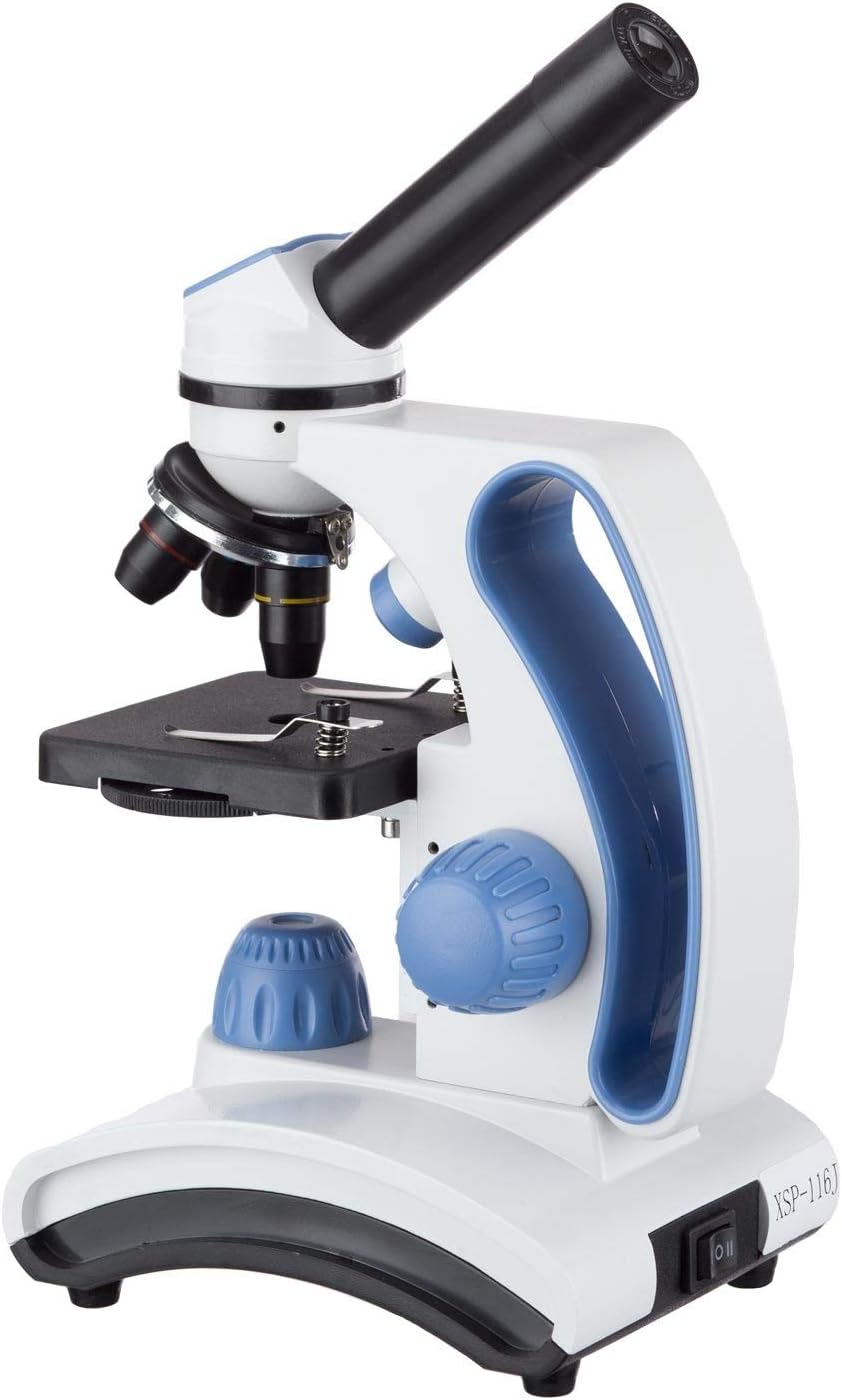 40X-1000X Student Lab Compound Monocular Microscope with Optical Glass Lenses and Slide Preparation Kit G674