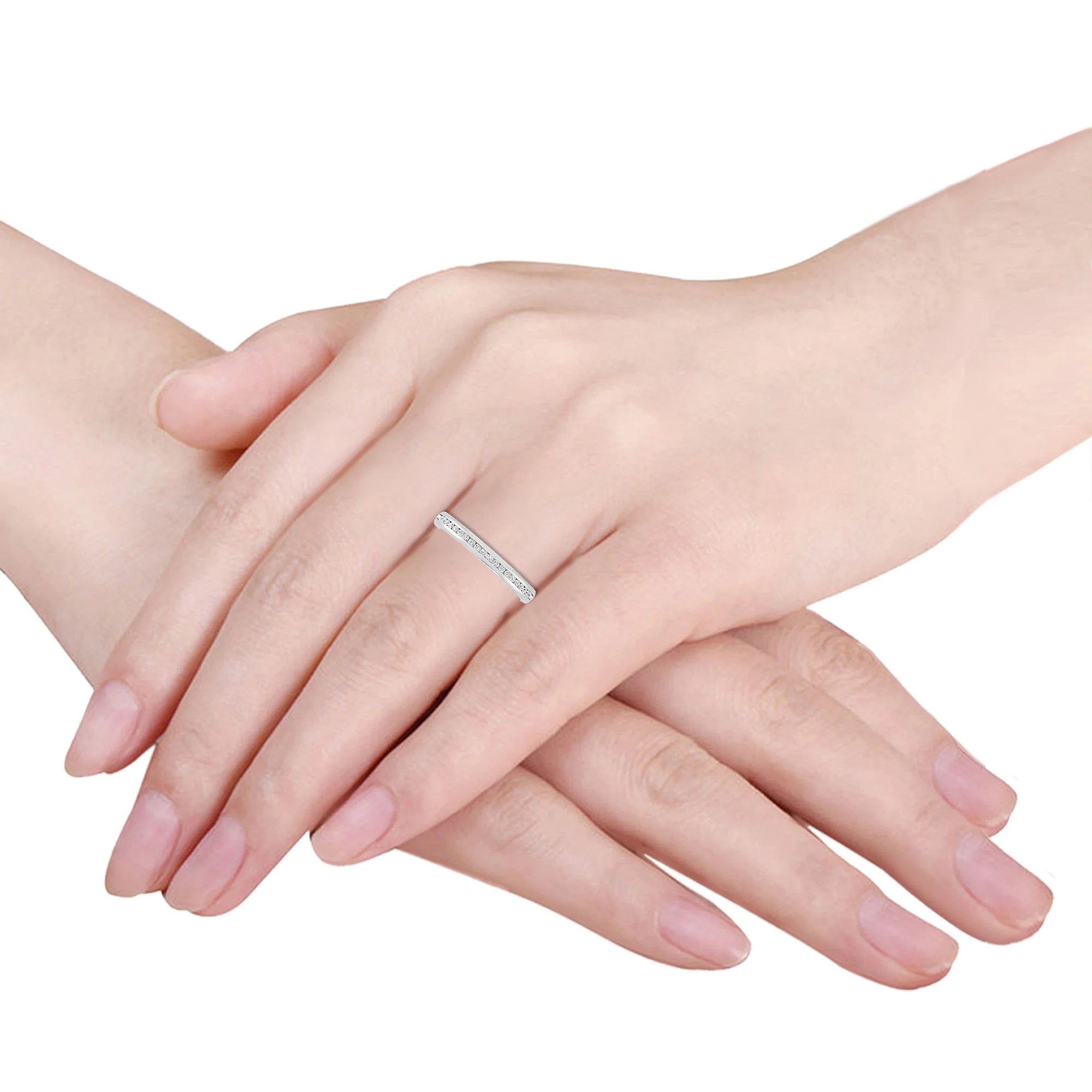 10K White Gold Diamond Stackable Band I1988