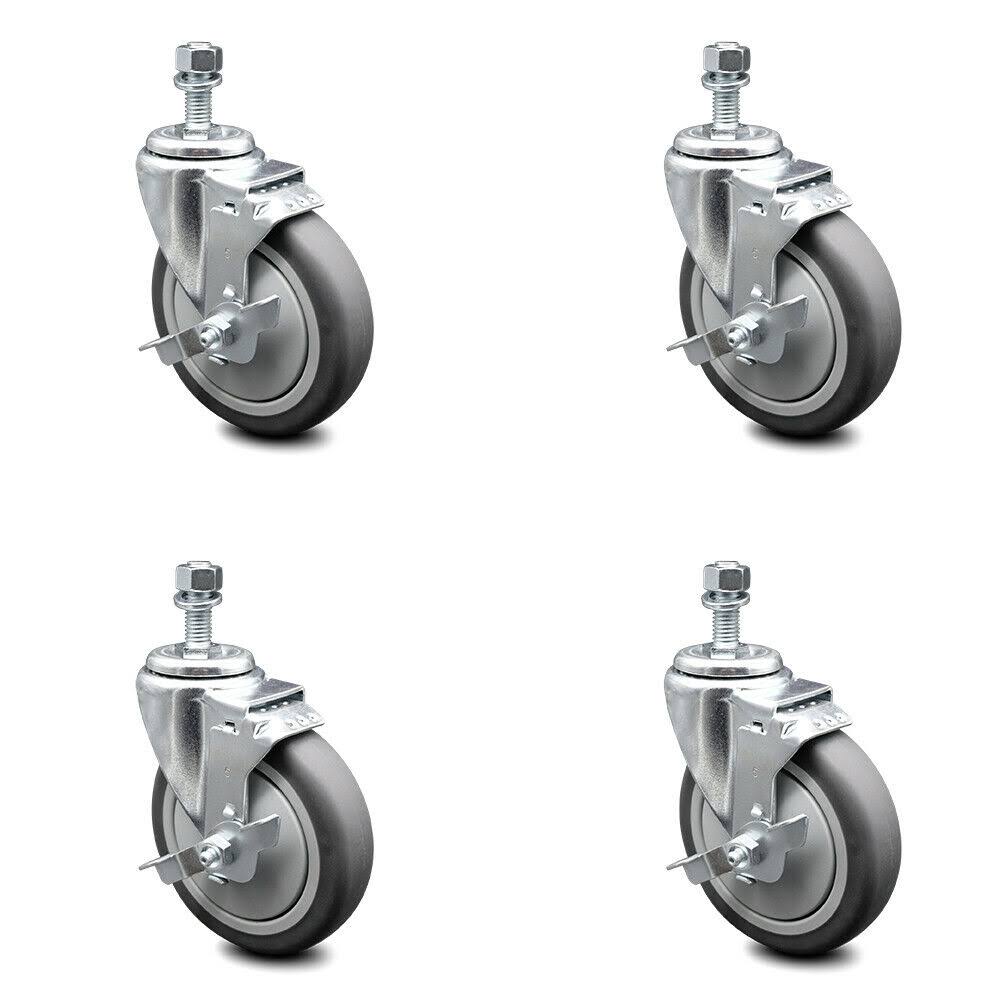 5 inch Thermoplastic Rubber Swivel Caster Set with Brake T5440