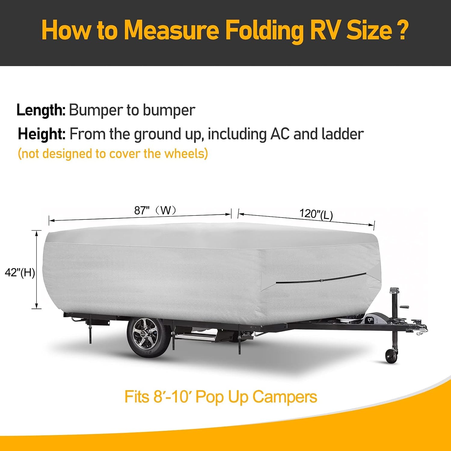 520D Oxford Pop up Camper Cover Waterproof Breathable Anti-UV Ripstop RV Storage Cover U3742