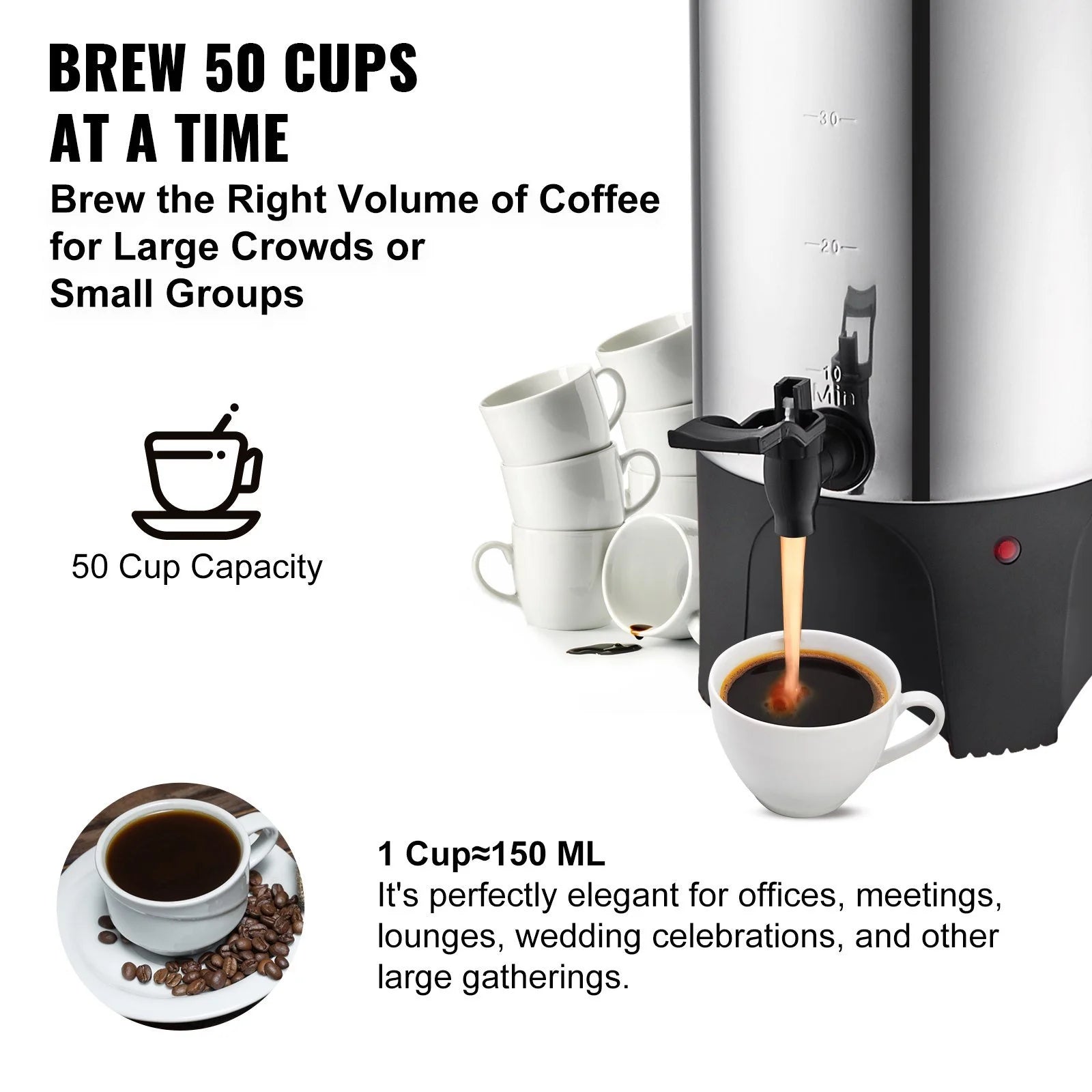 50 Cup Stainless Steel Coffee Dispenser W799