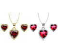 24k Yellow and White Gold 4Ct Garnet Full Necklace Set 18 inch Plated W735
