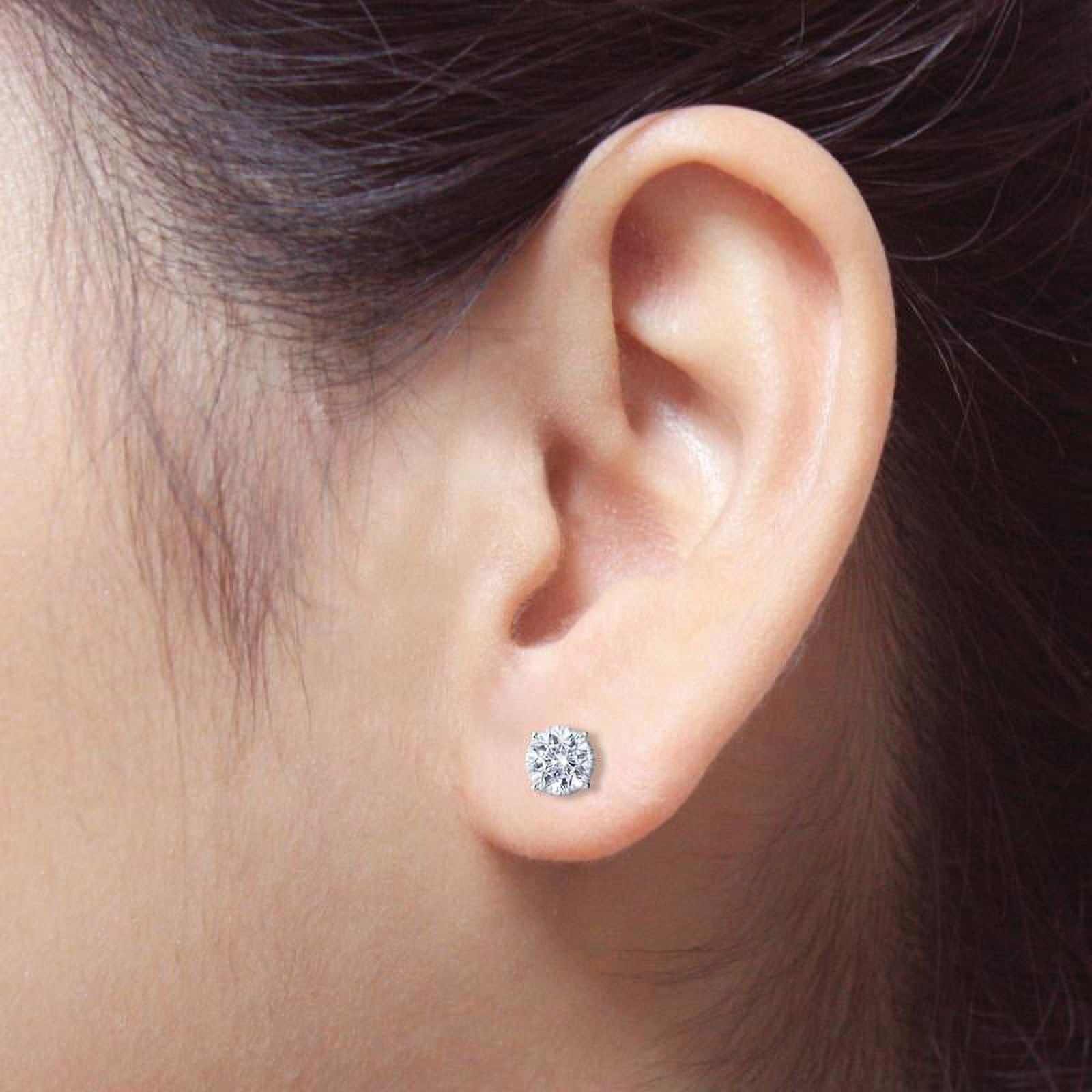4 Prong 2 Carat Round Moissanite Solitaire Stud Earrings in 18K White Gold Plating Over Silver P535