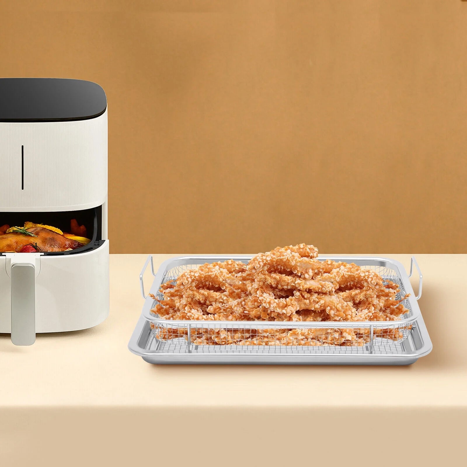 12.6inch Stainless Steel Air Fryer Basket & Tray Set Z7910