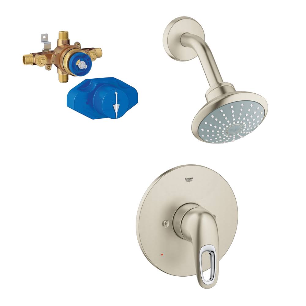 Brushed Nickel 1-Handle Shower Faucet with Valve O911045