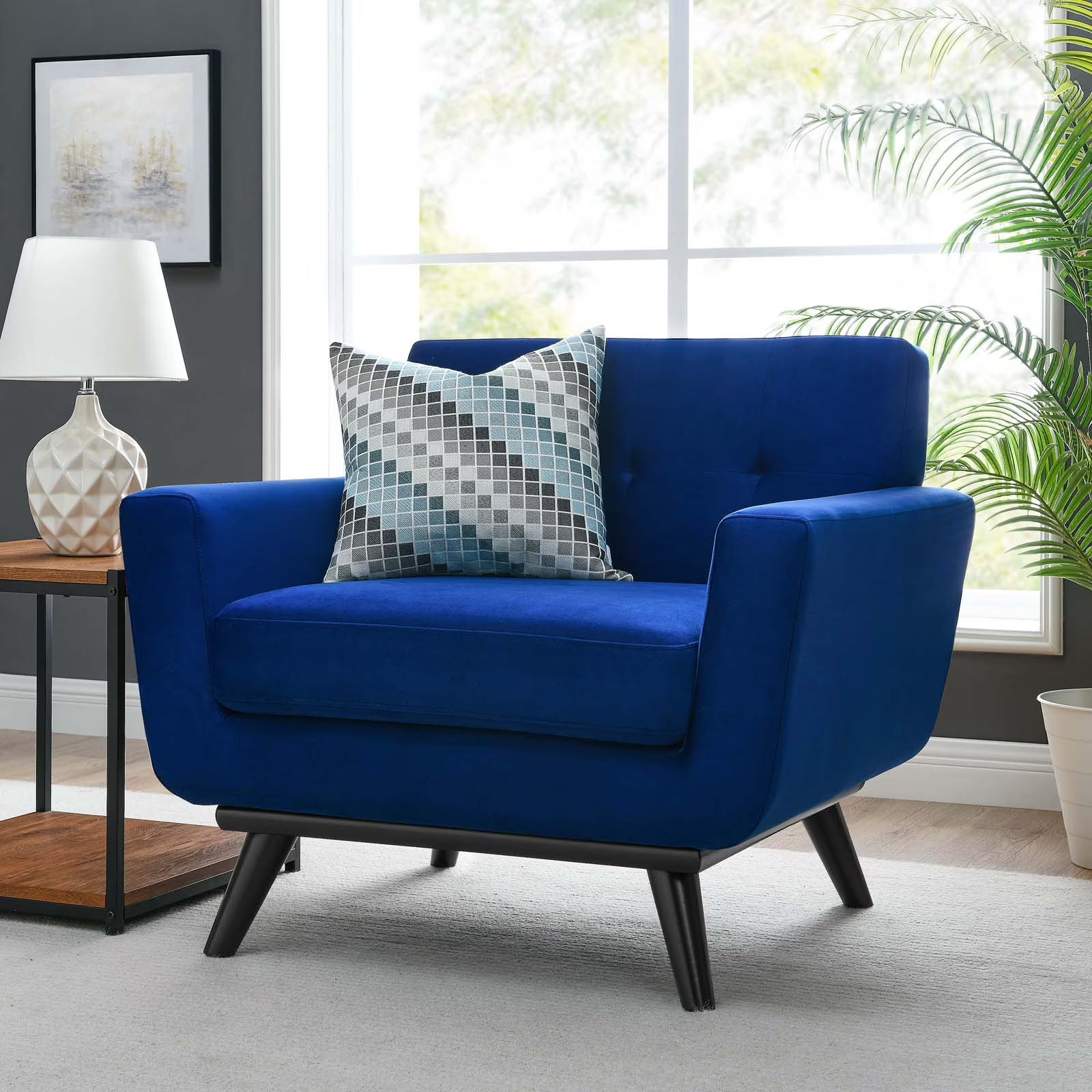 Navy Performance Velvet Armchair N72825