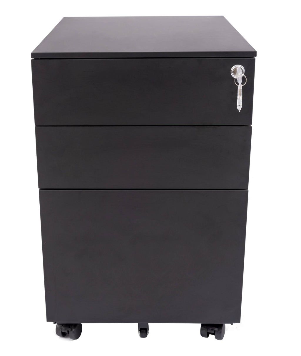 Black Wide 3 Drawer Lockable Rolling File Cabinet K868504