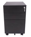 Black Wide 3 Drawer Lockable Rolling File Cabinet K868504