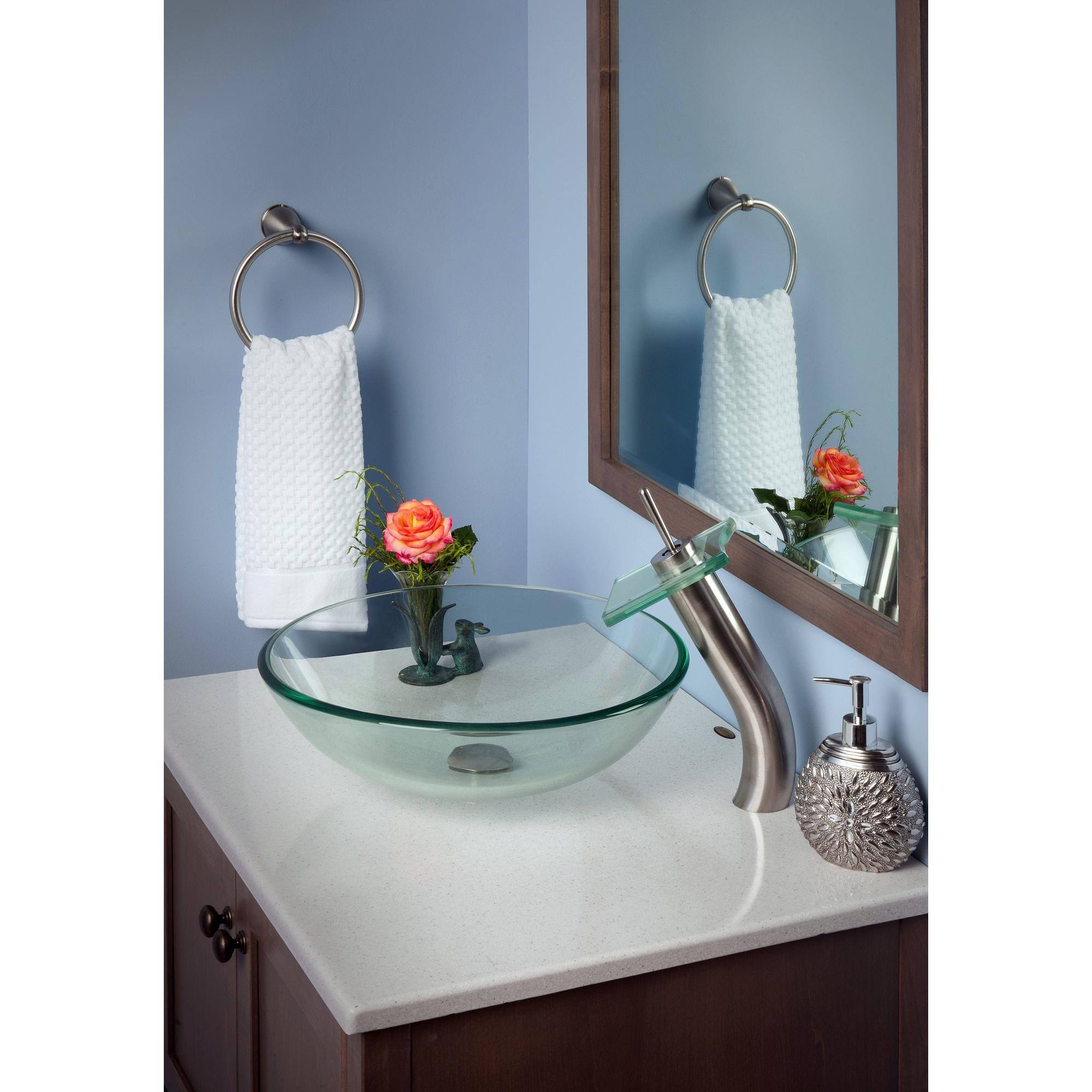 1.8 GPM Single Hole Waterfall Vessel Bathroom Faucet Oil Rubbed Bronze Brown Glass G323
