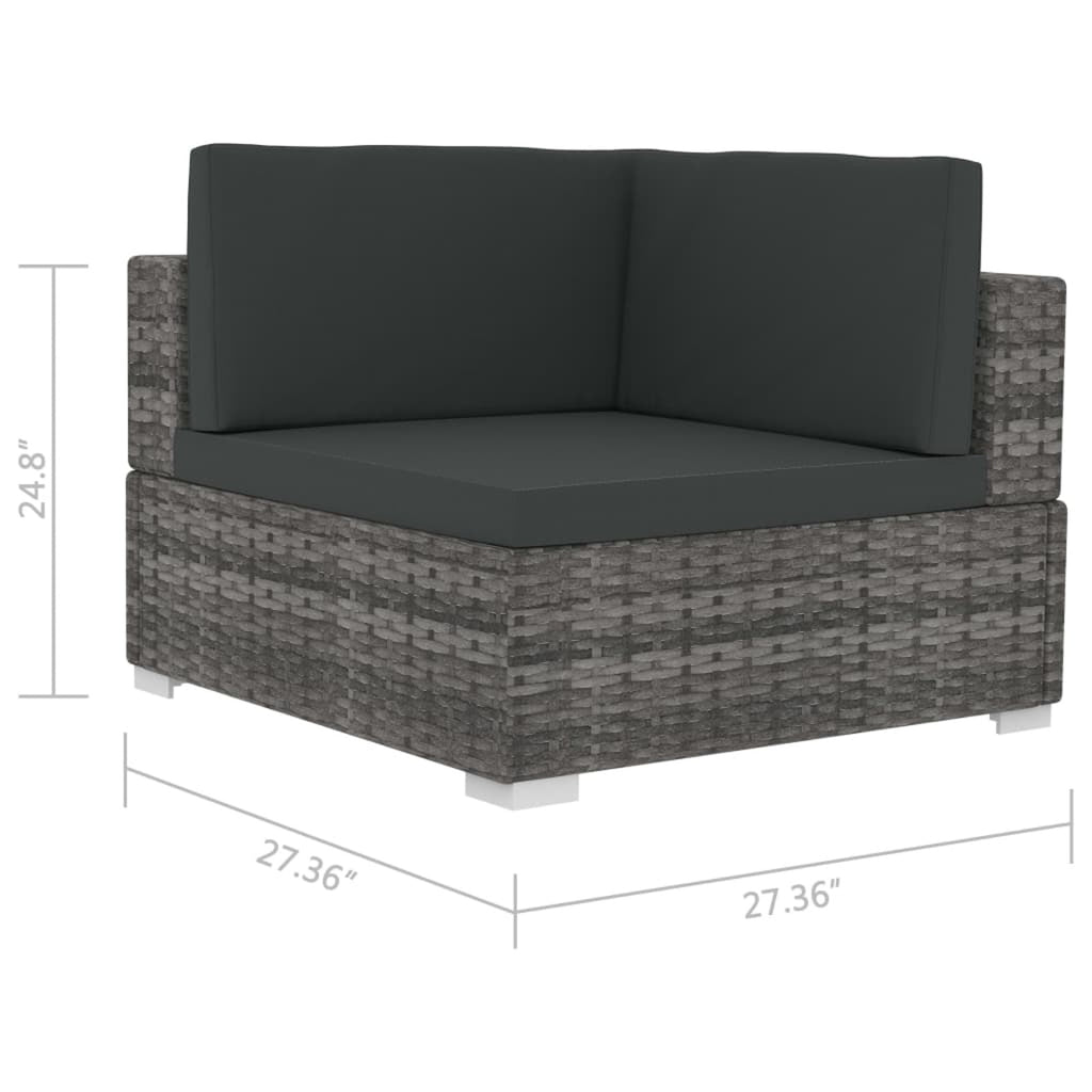 2 Piece Gray Poly Rattan Patio Sofa Set with Cushions M4346