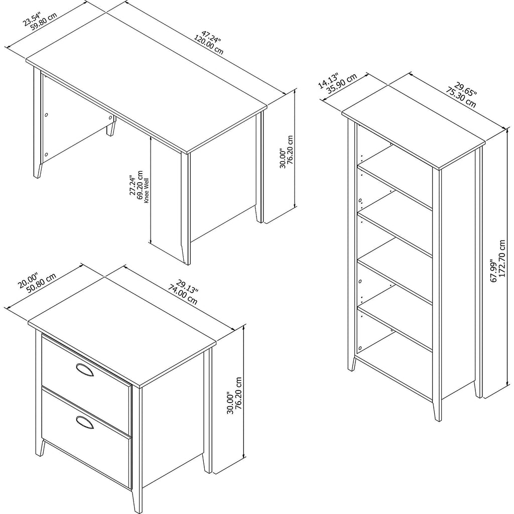 Black Suede Writing Desk with Cabinet and Bookcase O2650