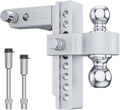 Adjustable Trailer Hitch Ball Mount, 2.5-Inch Receiver, 8-Inch Drop, 8-Inch Rise, Dual Towing Balls X30605
