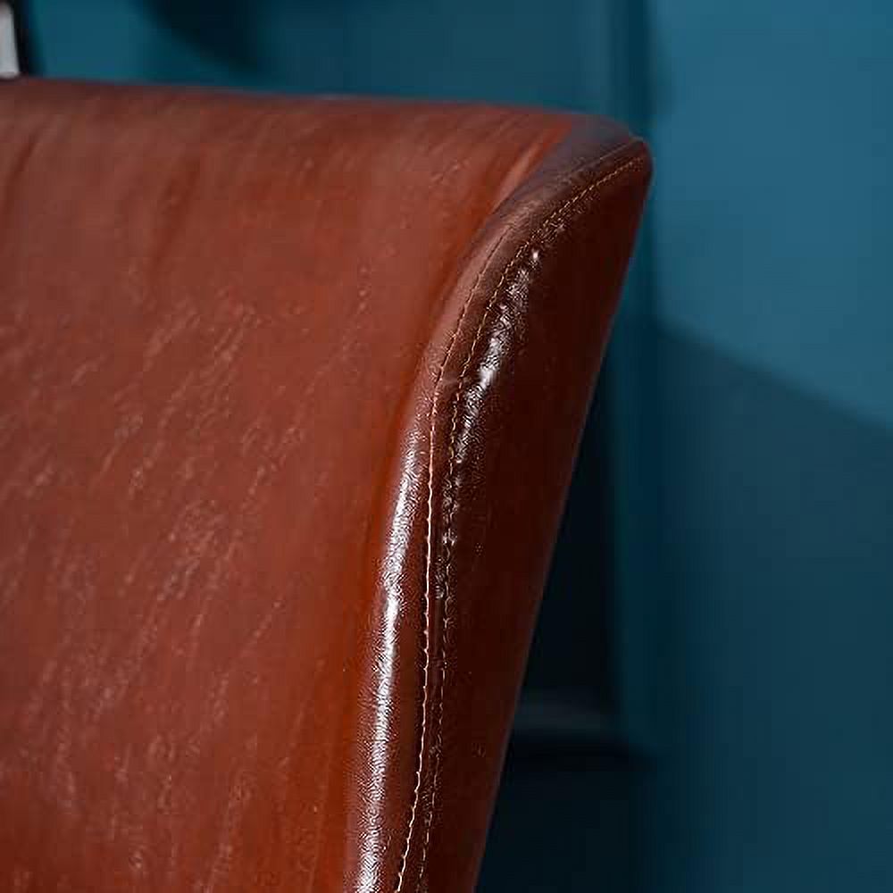 Upholstered Faux Leather Dining Chairs Set of 2 with Black Metal Legs I91082