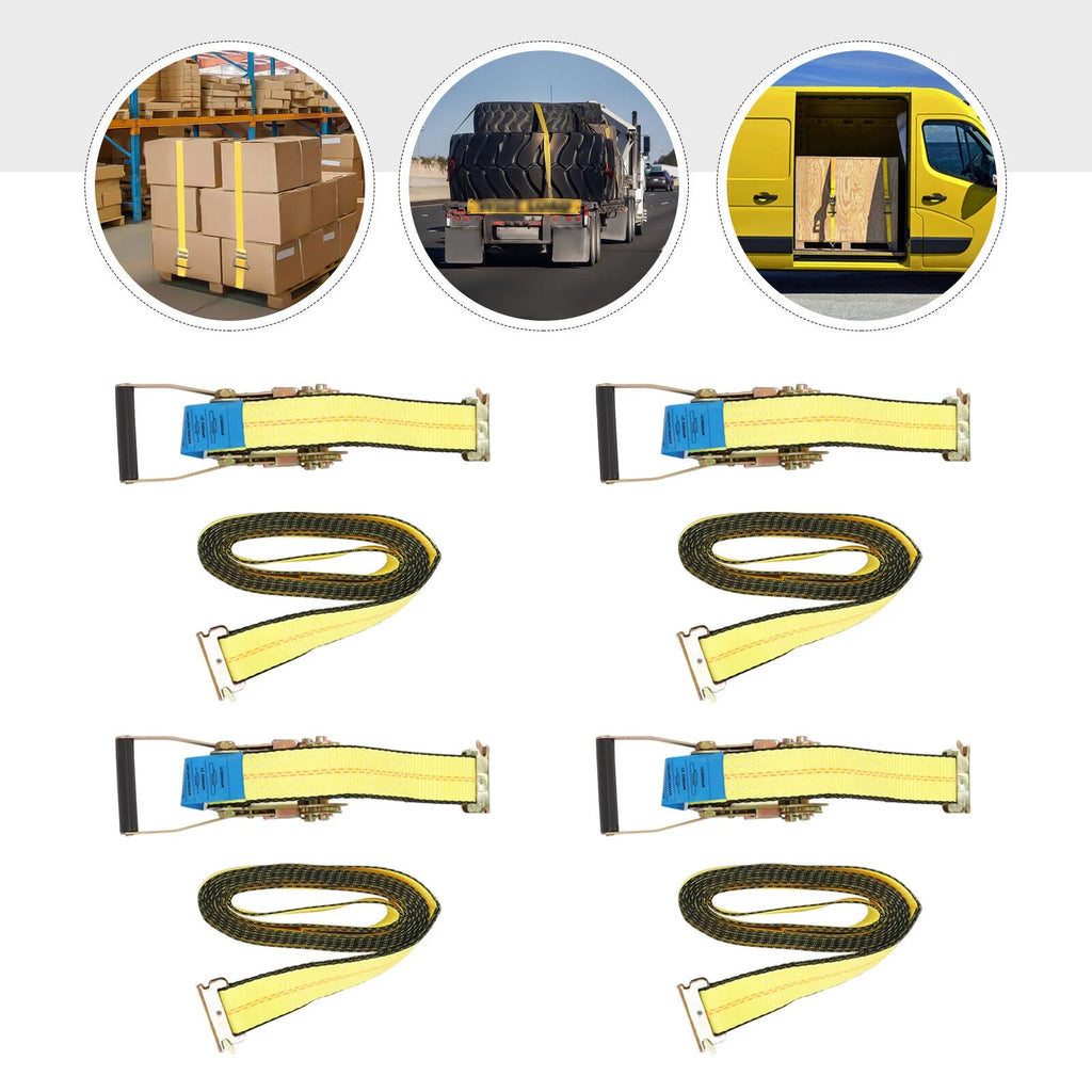 4 Packs Ratchet Lashing Strap 30ft*2in Cargo Tie-Down Straps with Flat Hook O68958