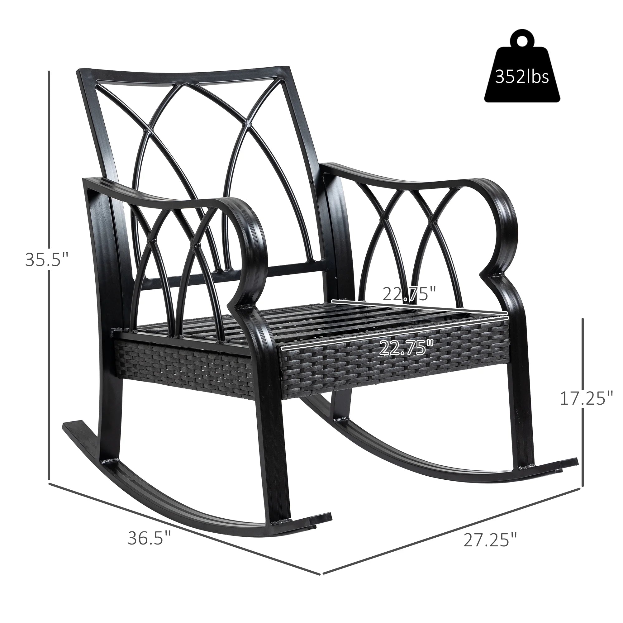 Rattan Rock Chair with Aluminum Frame D5644