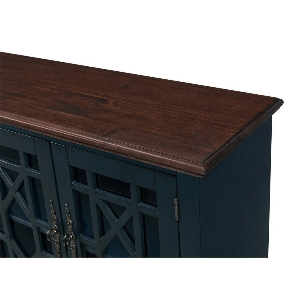 63" TV Stand Catalina Blue with Coffee Walnut Top V474802