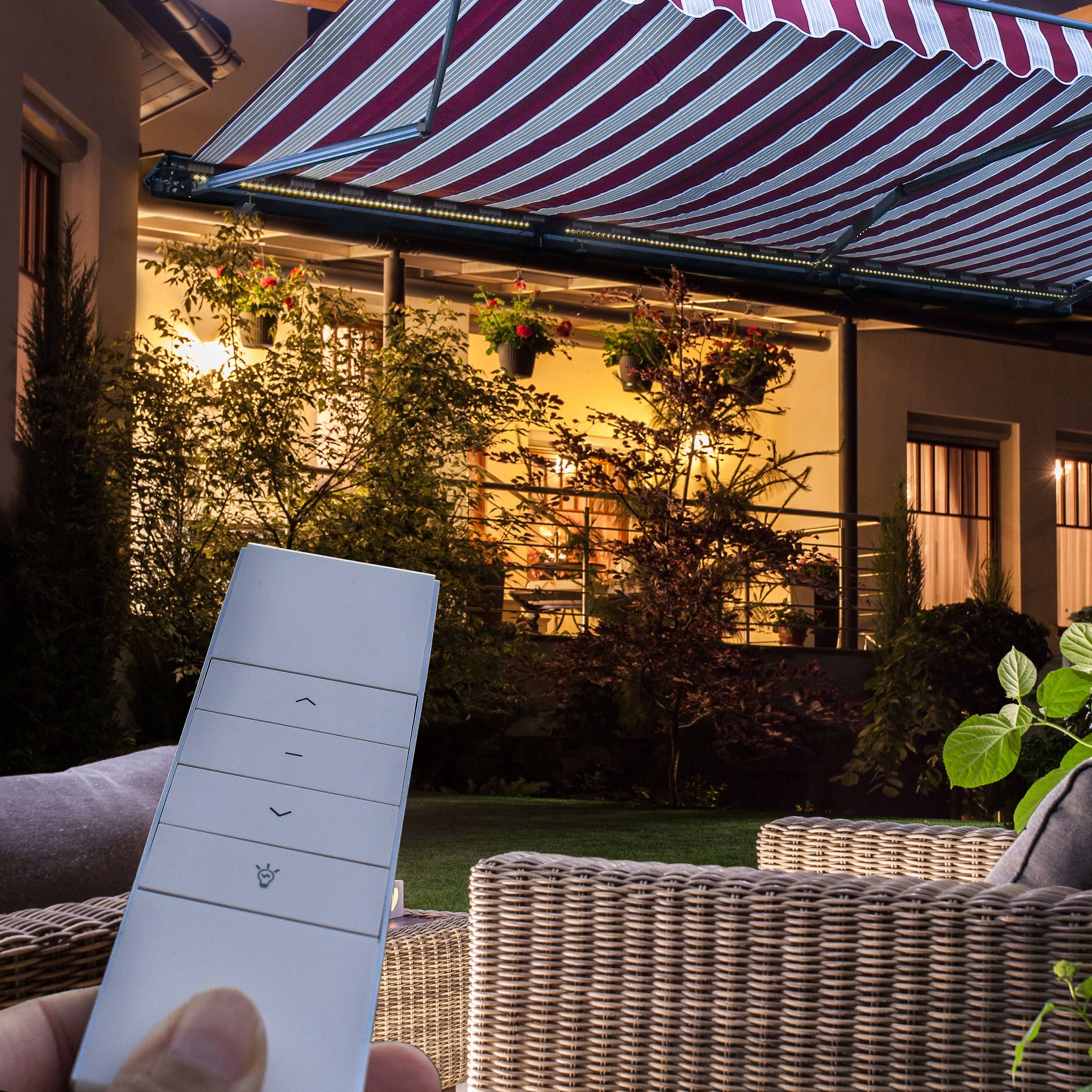 Motorized LED 12 x 10 ft. Half Cassette Retractable Awning Black B35022