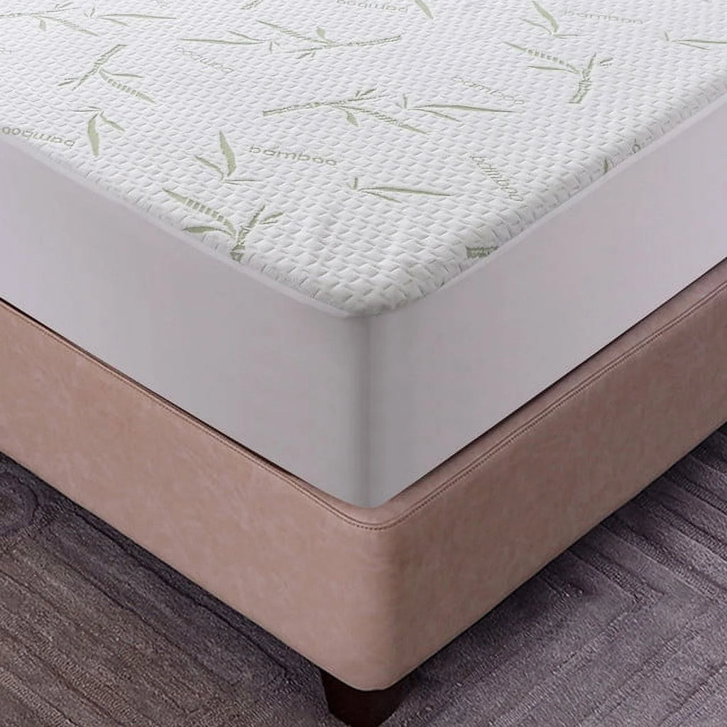 Twin Size Linen Bamboo Waterproof Mattress Protector with Cooling Fabric L5599