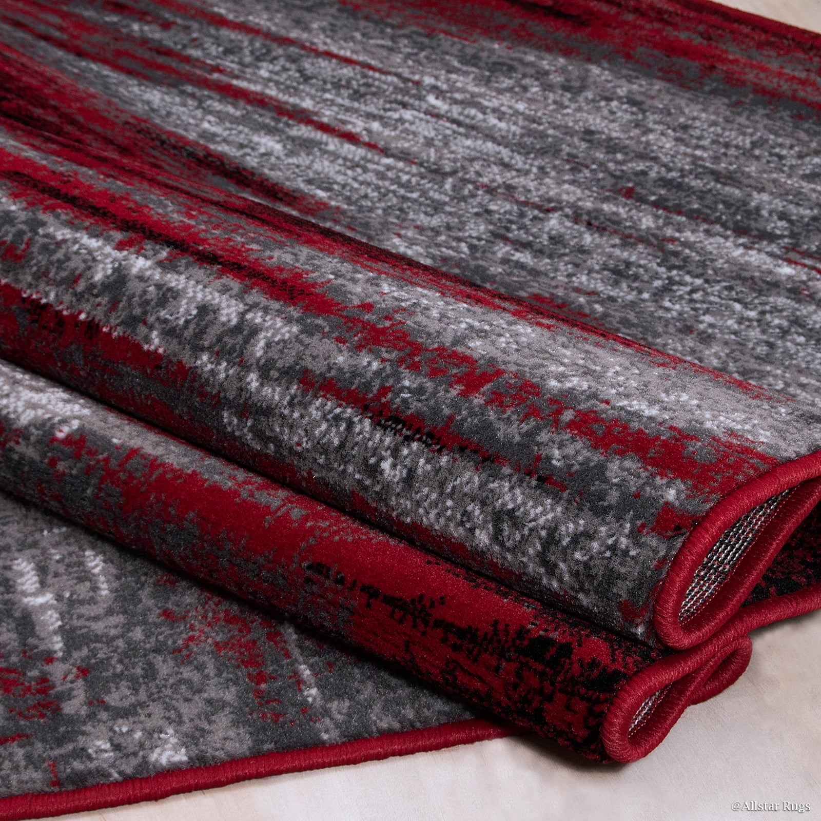 Red Contemporary Woven Area Rug (7' 10" x 10') N452686