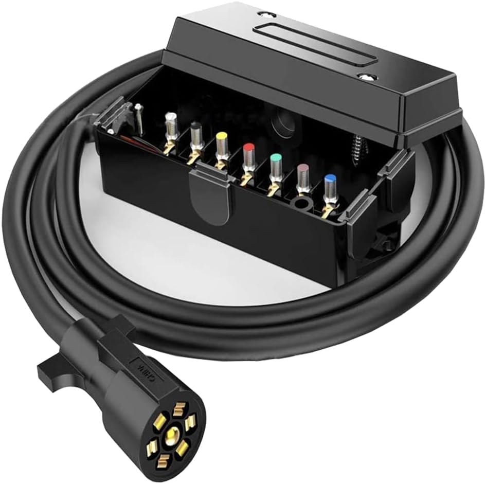 7 Way Trailer Plug Inline Cord with Junction Box, Pack of 2 N419