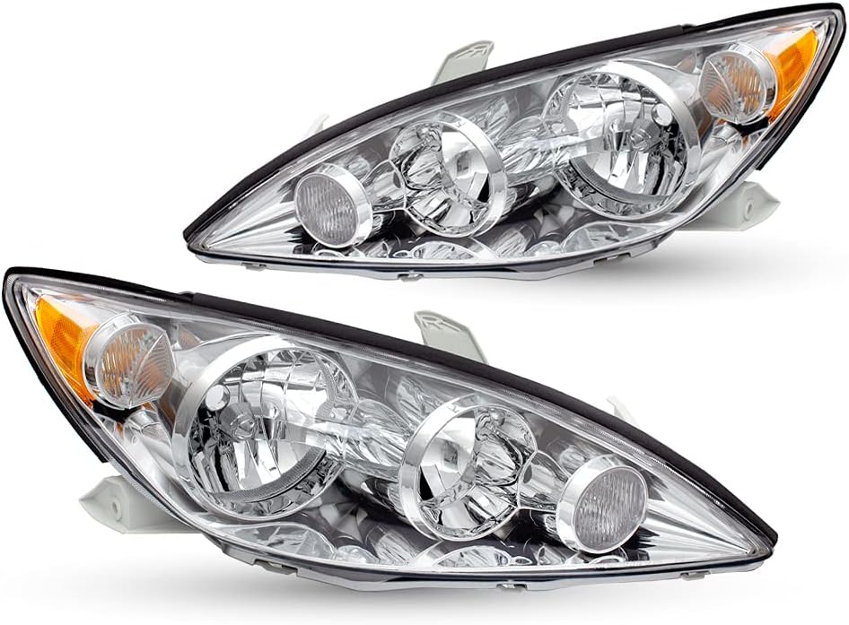 Chrome Housing Headlight Assembly Set for 2005 2006 Toyota Camry B31443