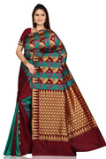 Turquoise Maroon Art Silk Sari Saree V12014