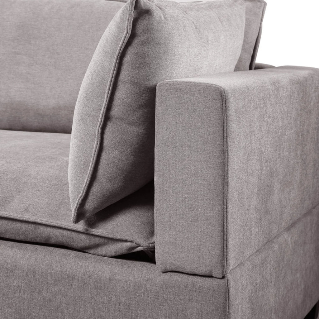 Light Gray Fabric Reversible Sectional Sofa Ottoman E484063