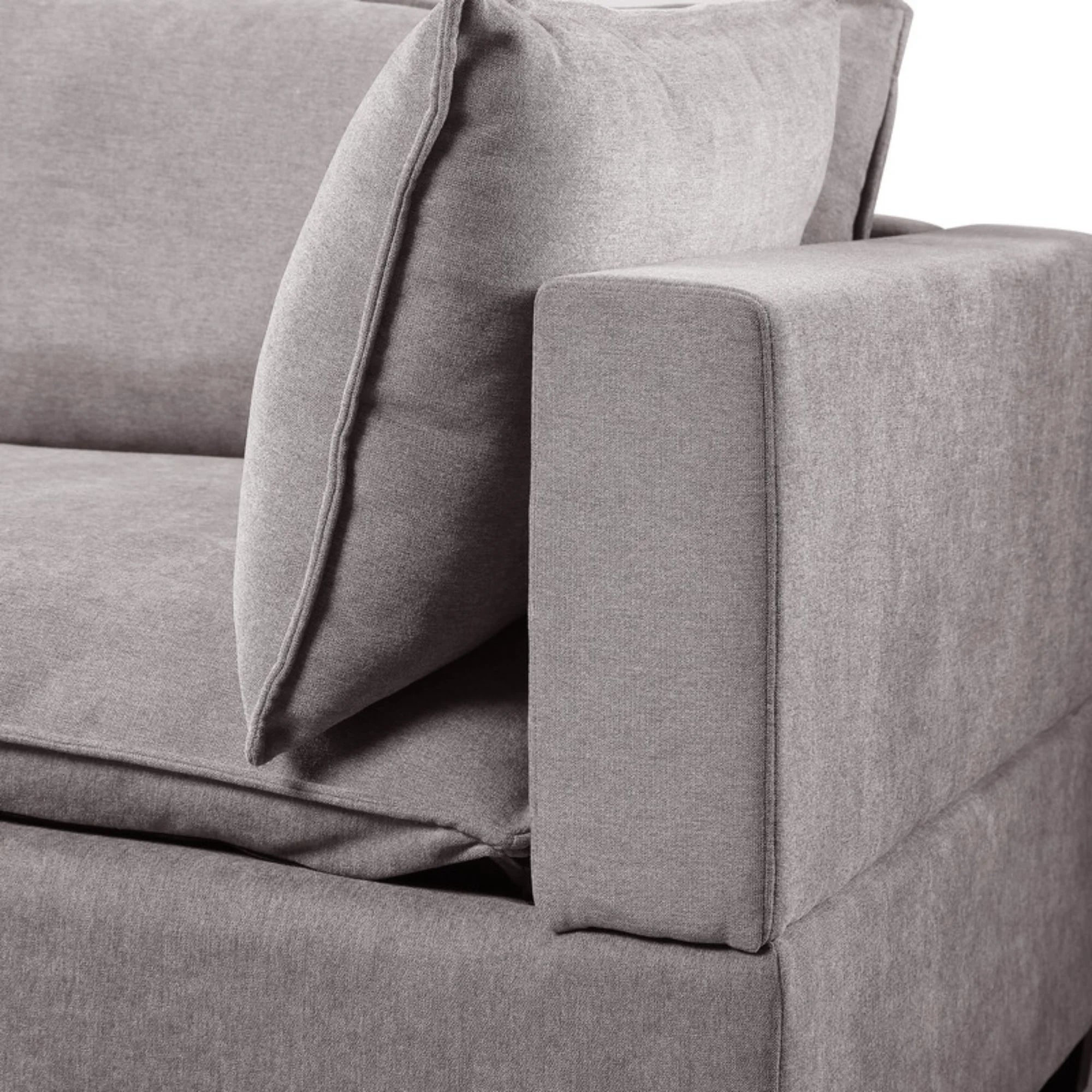 Light Gray Fabric Reversible Sectional Sofa Ottoman E484063