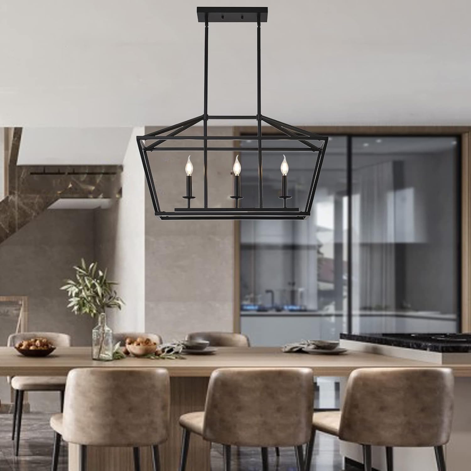 3-Light Black Farmhouse Chandelier R70347
