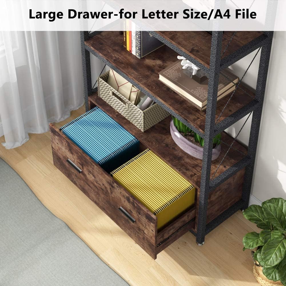 Freestanding Lateral Filing Cabinet with Open Storage Shelves G176088