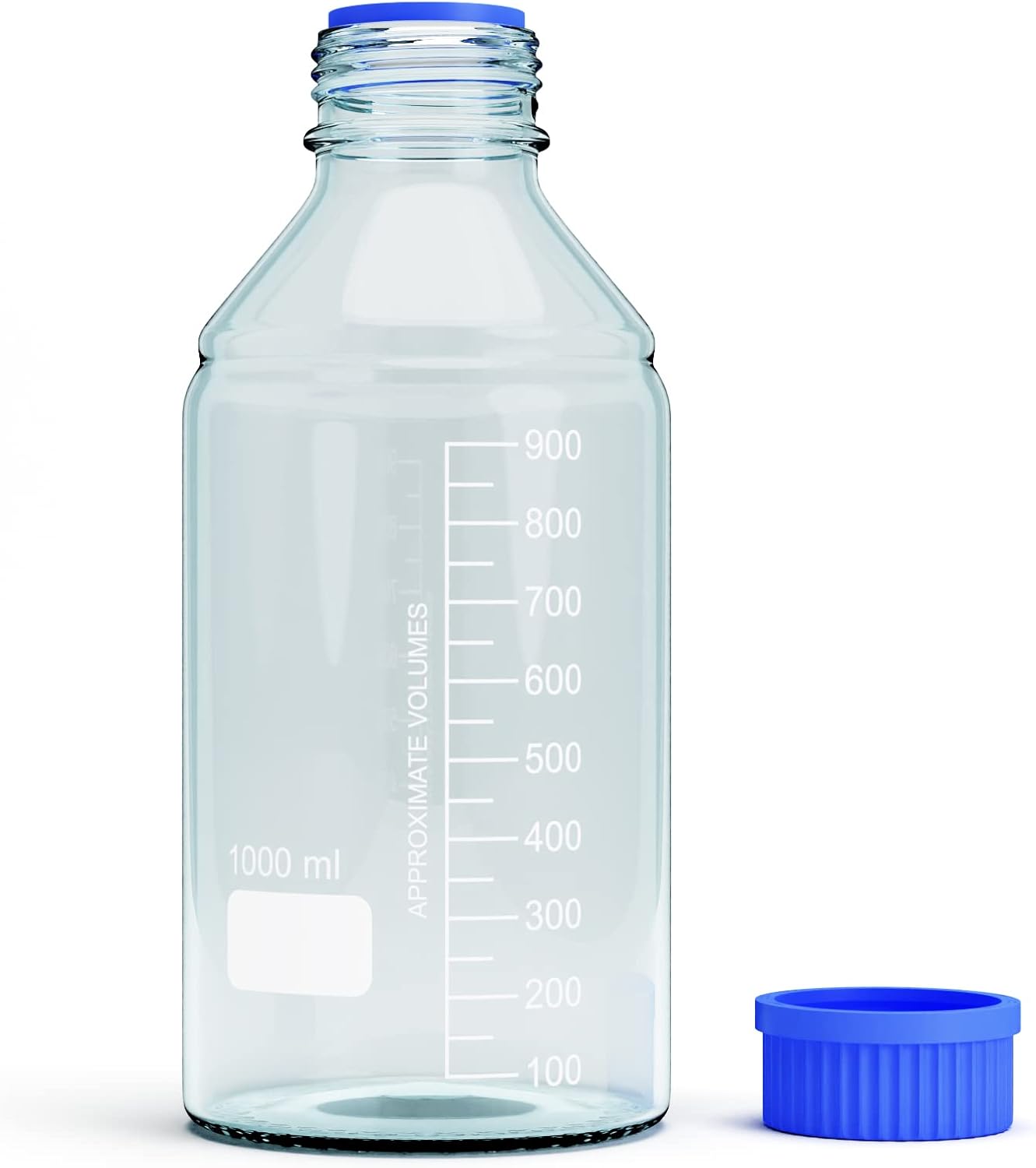 1000ml Borosilicate Glass Storage Bottles with GL45 Blue Screw Cap, 2pcs I830293