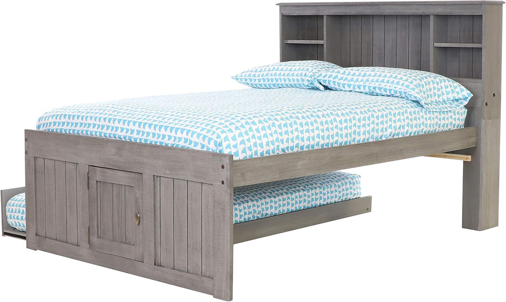 Charcoal Full Bookcase Bed with 3 Drawers and Twin Trundle I359