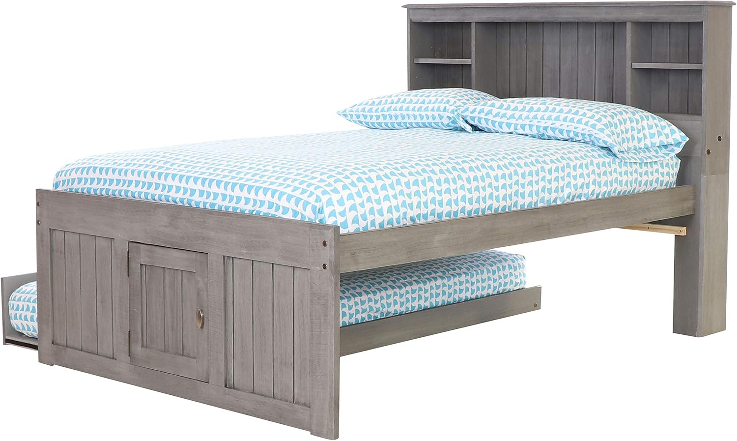 Charcoal Full Bookcase Bed with 3 Drawers and Twin Trundle I359
