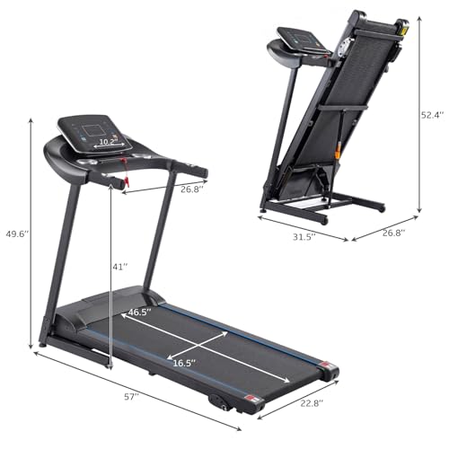 Folding Treadmill with Incline, 330 LBS Weight, 3.5HP Electric T10719