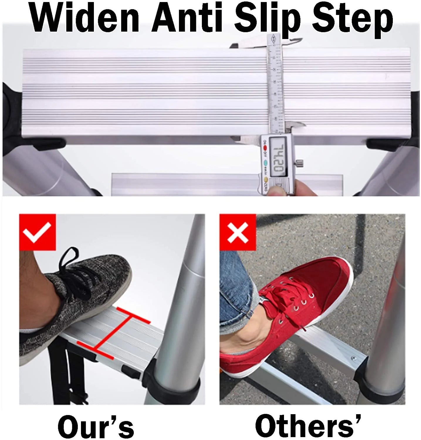 Telescopic Step Ladder Aluminium Heavy Duty 150KG Capacity Folding Anti-Slip Stepladder D949