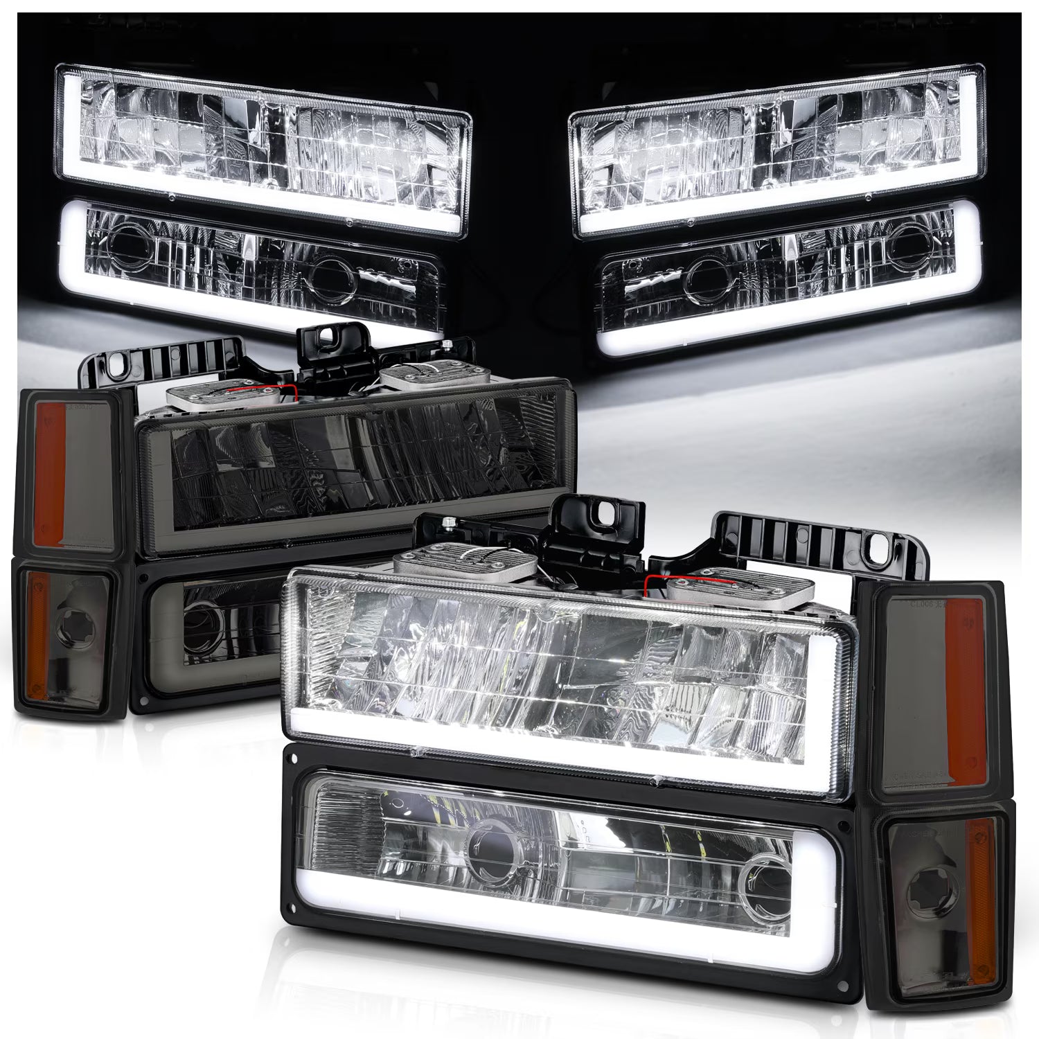 Switchback LED Tube Headlight Assembly with LED Bulbs G7445