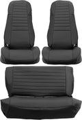 Black Faux Leather Seat Covers Front High-Back Bucket Seats & Rear Bench Seat Q5374