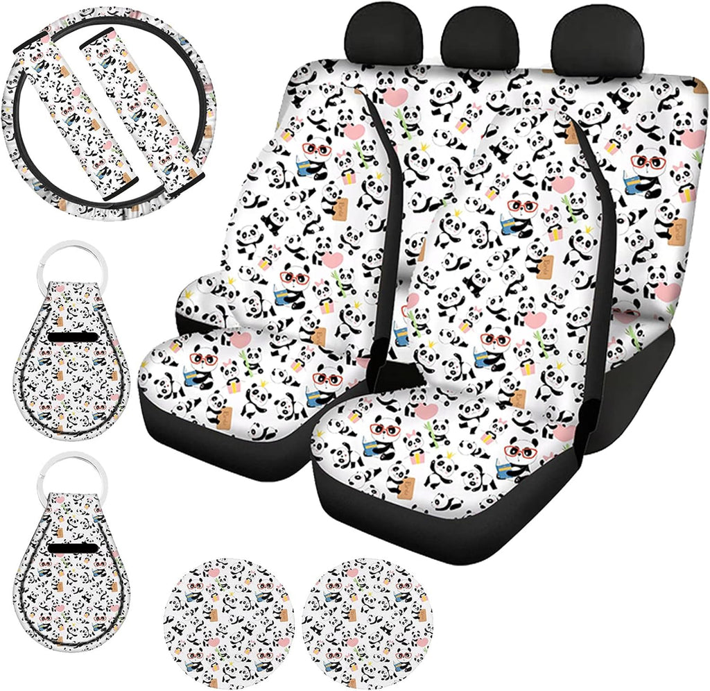 11 Pack Southwestern Car Seat Covers Full Set with Steering Wheel Cover, Seatbelt Covers, Cup Coasters Holder, Keychain Accessories F82219